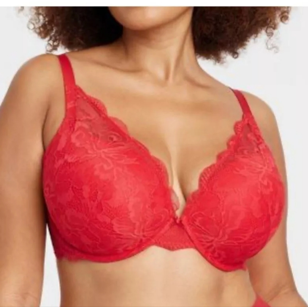 🧡 NWT Auden The Sublime push-up plunge underwire bra, red